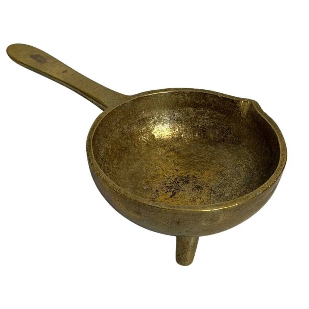 VTG Solid Brass Miniature Pouring Pan Chinese Footed‎ Ladle  6